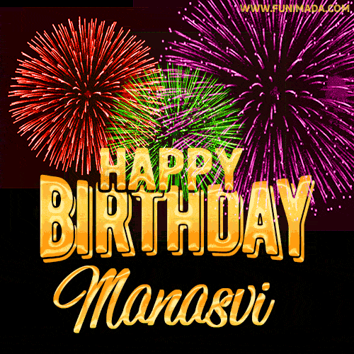 Wishing You A Happy Birthday, Manasvi! Best fireworks GIF animated greeting card.