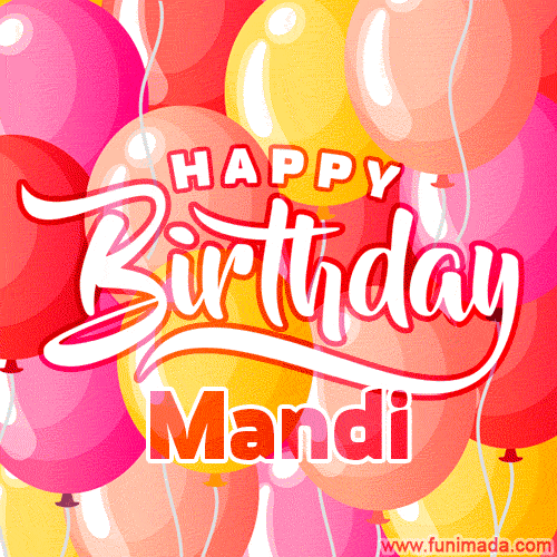 Happy Birthday Mandi - Colorful Animated Floating Balloons Birthday Card