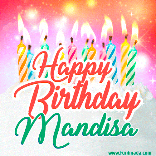 Happy Birthday GIF for Mandisa with Birthday Cake and Lit Candles