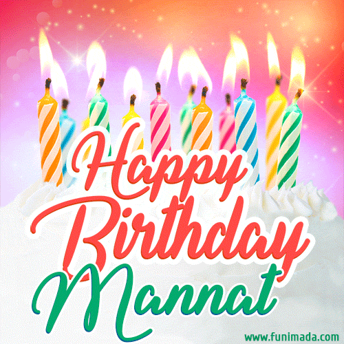 Happy Birthday GIF for Mannat with Birthday Cake and Lit Candles