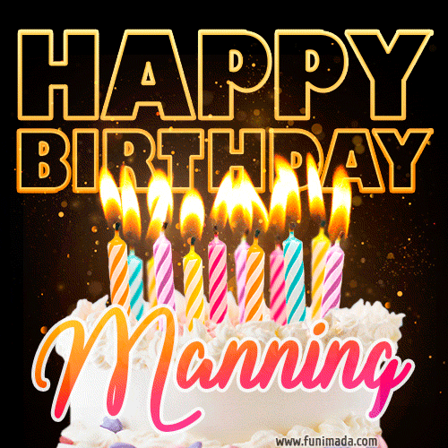 Manning - Animated Happy Birthday Cake GIF for WhatsApp