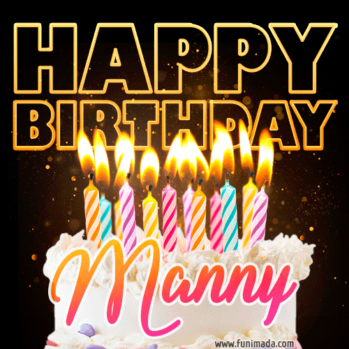 Manny - Animated Happy Birthday Cake GIF for WhatsApp