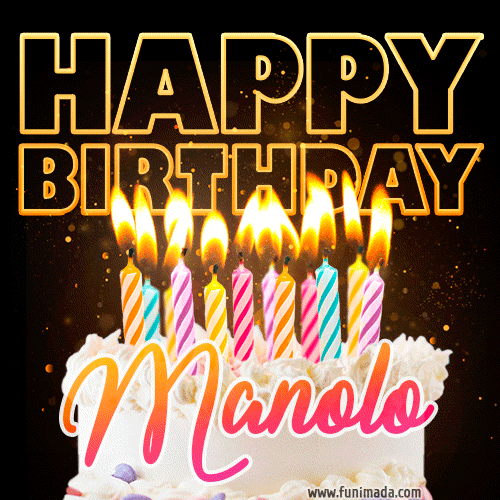 Manolo - Animated Happy Birthday Cake GIF for WhatsApp