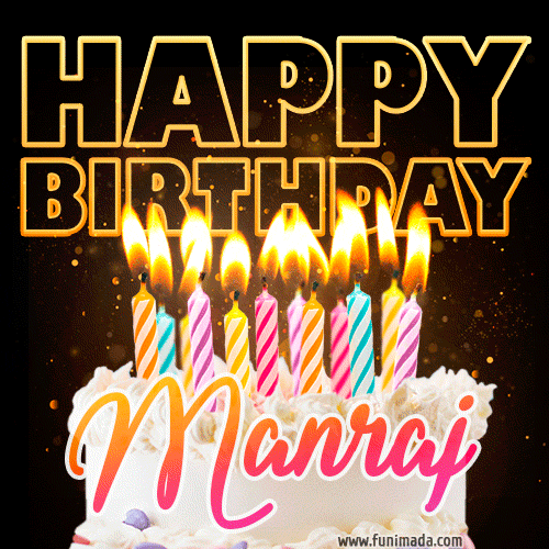 Manraj - Animated Happy Birthday Cake GIF for WhatsApp