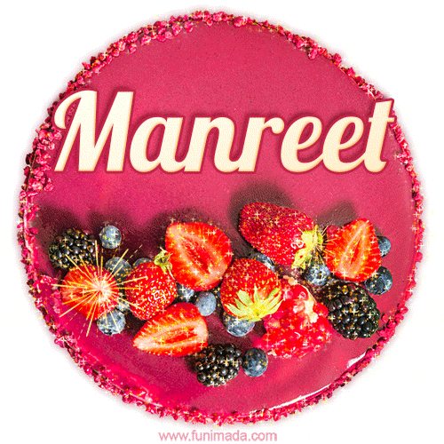 Happy Birthday Cake with Name Manreet - Free Download
