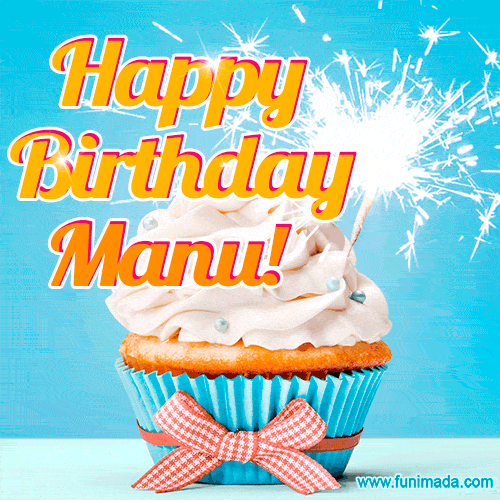 Happy Birthday, Manu! Elegant cupcake with a sparkler.