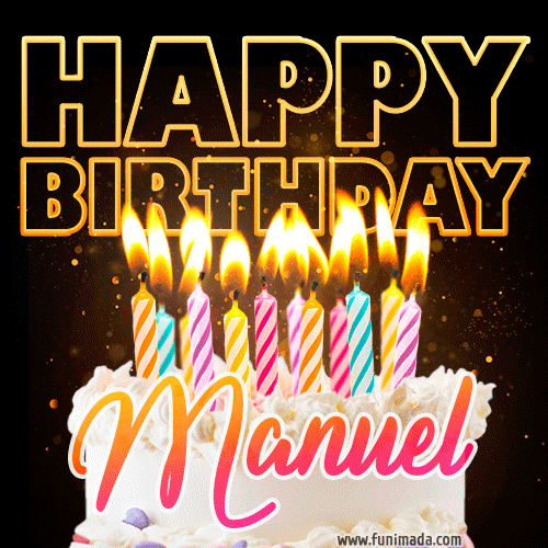 Manuel - Animated Happy Birthday Cake GIF for WhatsApp