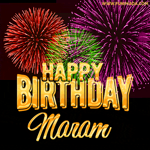 Wishing You A Happy Birthday, Maram! Best fireworks GIF animated greeting card.