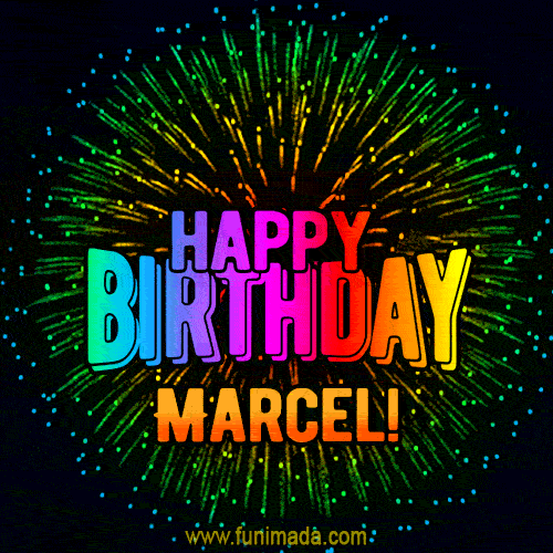 New Bursting with Colors Happy Birthday Marcel GIF and Video with Music