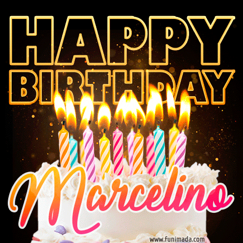Marcelino - Animated Happy Birthday Cake GIF for WhatsApp