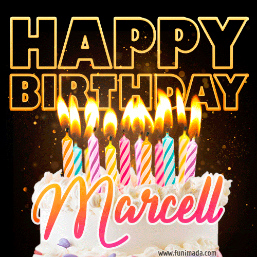 Marcell - Animated Happy Birthday Cake GIF for WhatsApp