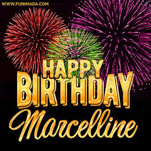Wishing You A Happy Birthday, Marcelline! Best fireworks GIF animated greeting card.