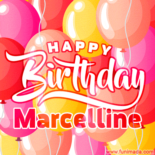 Happy Birthday Marcelline - Colorful Animated Floating Balloons Birthday Card