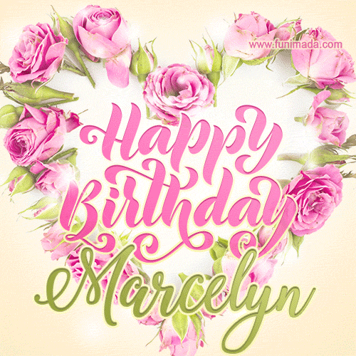 Pink rose heart shaped bouquet - Happy Birthday Card for Marcelyn