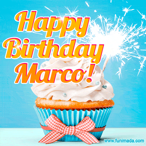 Happy Birthday, Marco! Elegant cupcake with a sparkler.