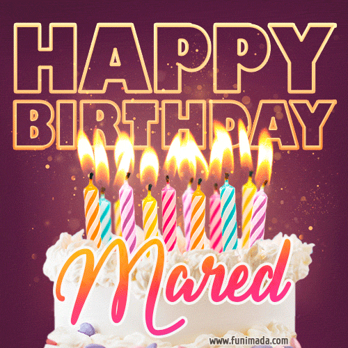 Mared - Animated Happy Birthday Cake GIF Image for WhatsApp