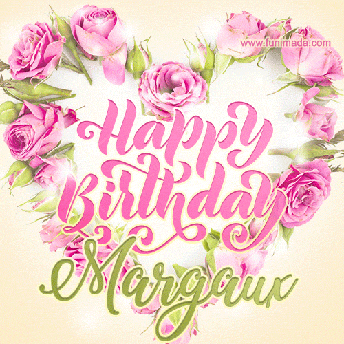 Pink rose heart shaped bouquet - Happy Birthday Card for Margaux