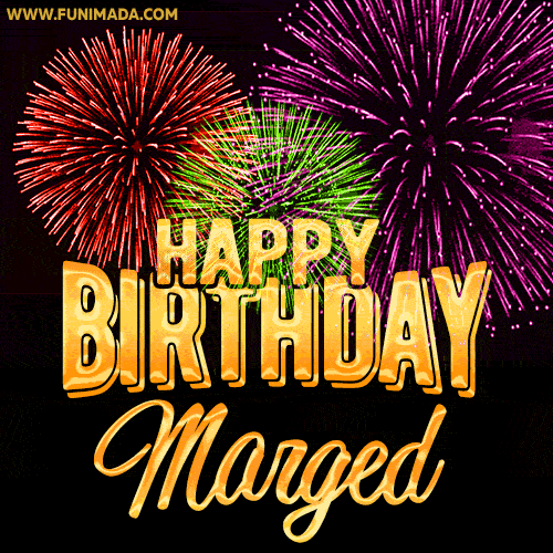 Wishing You A Happy Birthday, Marged! Best fireworks GIF animated greeting card.