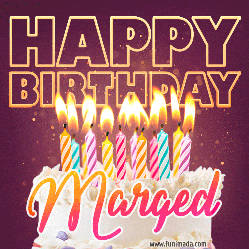 Marged - Animated Happy Birthday Cake GIF Image for WhatsApp