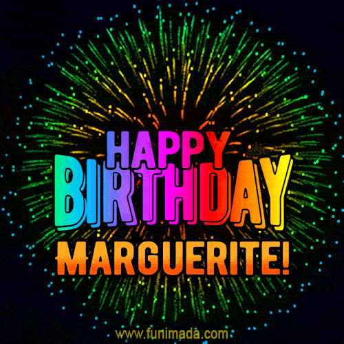 New Bursting with Colors Happy Birthday Marguerite GIF and Video with Music