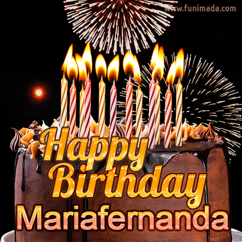 Chocolate Happy Birthday Cake for Mariafernanda (GIF)