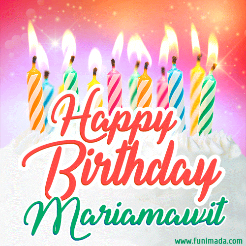 Happy Birthday GIF for Mariamawit with Birthday Cake and Lit Candles