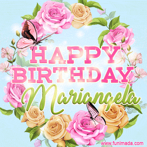 Beautiful Birthday Flowers Card for Mariangela with Glitter Animated Butterflies