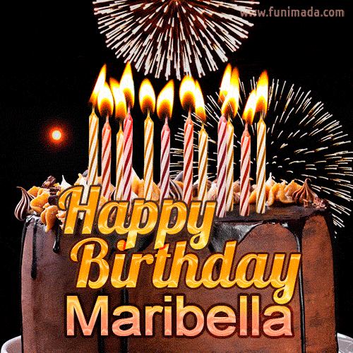 Chocolate Happy Birthday Cake for Maribella (GIF)
