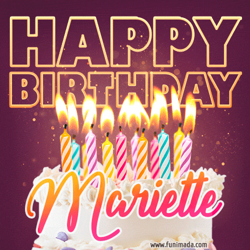 Mariette - Animated Happy Birthday Cake GIF Image for WhatsApp