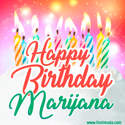 Happy Birthday GIF for Marijana with Birthday Cake and Lit Candles