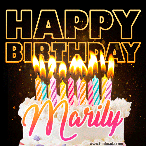 Marily - Animated Happy Birthday Cake GIF Image for WhatsApp