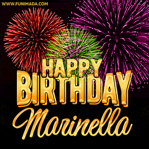 Wishing You A Happy Birthday, Marinella! Best fireworks GIF animated greeting card.