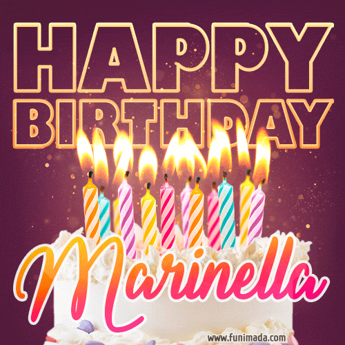 Marinella - Animated Happy Birthday Cake GIF Image for WhatsApp
