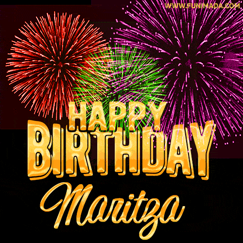 Wishing You A Happy Birthday, Maritza! Best fireworks GIF animated greeting card.