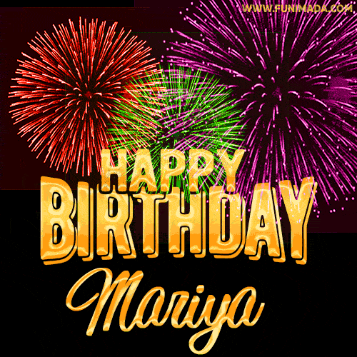 Wishing You A Happy Birthday, Mariya! Best fireworks GIF animated greeting card.