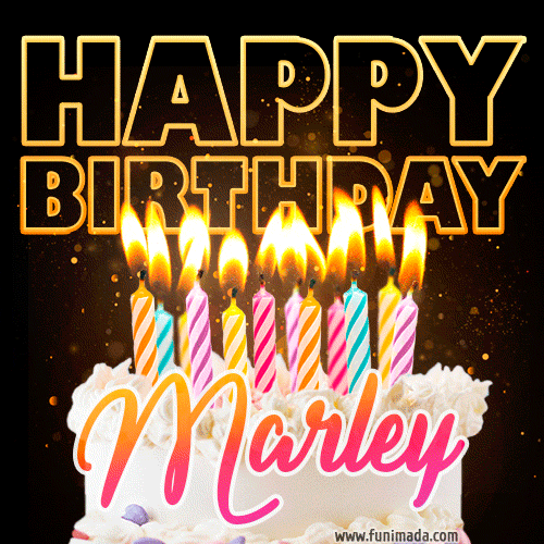 Marley - Animated Happy Birthday Cake GIF Image for WhatsApp