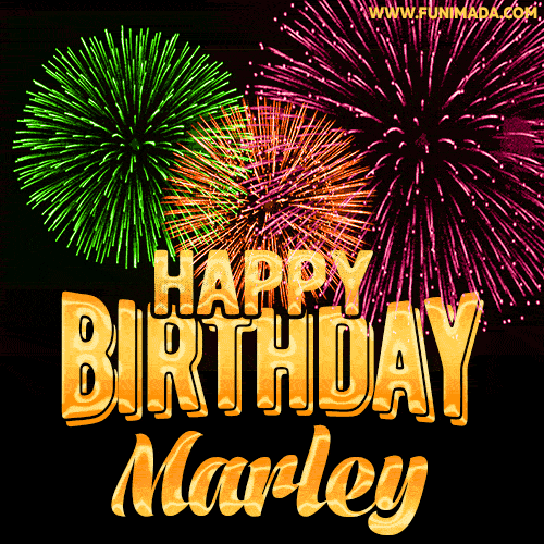 Wishing You A Happy Birthday, Marley! Best fireworks GIF animated greeting card.