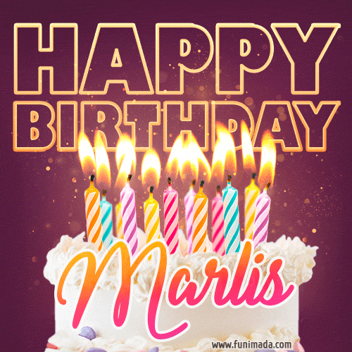 Marlis - Animated Happy Birthday Cake GIF Image for WhatsApp