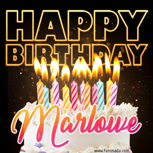Marlowe - Animated Happy Birthday Cake GIF Image for WhatsApp