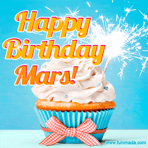 Happy Birthday, Mars! Elegant cupcake with a sparkler.