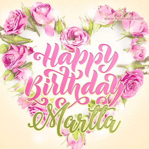 Pink rose heart shaped bouquet - Happy Birthday Card for Martta