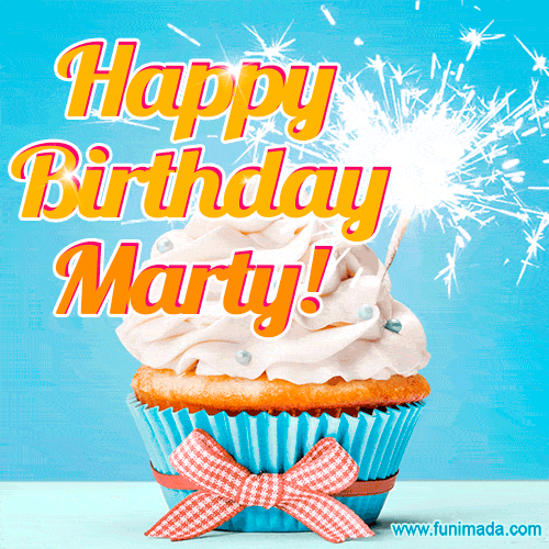 Happy Birthday, Marty! Elegant cupcake with a sparkler.