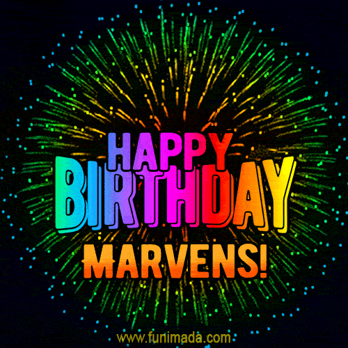 New Bursting with Colors Happy Birthday Marvens GIF and Video with Music