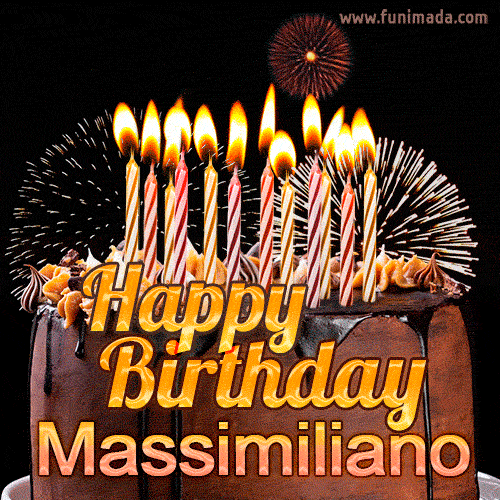 Chocolate Happy Birthday Cake for Massimiliano (GIF)