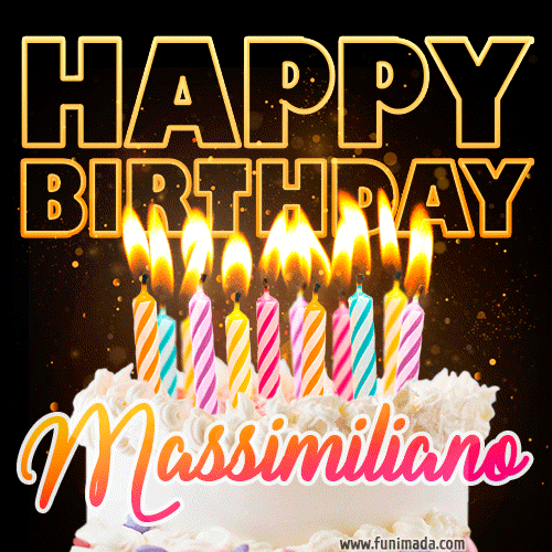 Massimiliano - Animated Happy Birthday Cake GIF for WhatsApp