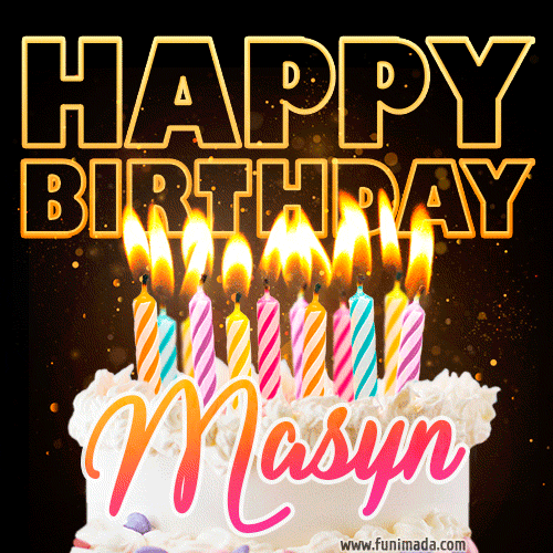 Masyn - Animated Happy Birthday Cake GIF for WhatsApp