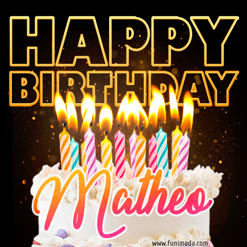 Matheo - Animated Happy Birthday Cake GIF for WhatsApp