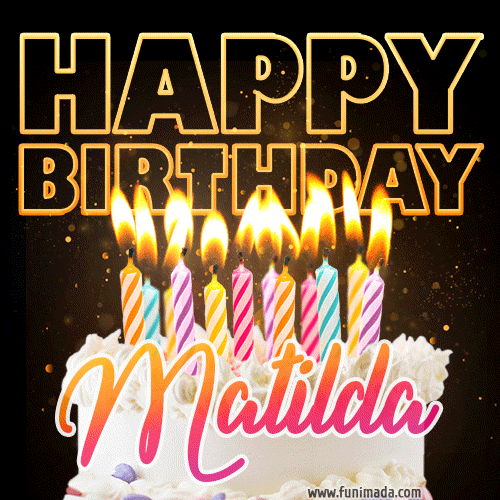 Matilda - Animated Happy Birthday Cake GIF Image for WhatsApp