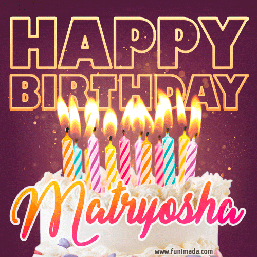 Matryosha - Animated Happy Birthday Cake GIF Image for WhatsApp