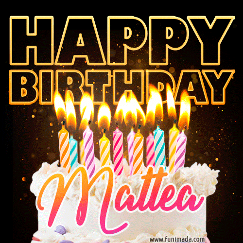 Mattea - Animated Happy Birthday Cake GIF Image for WhatsApp